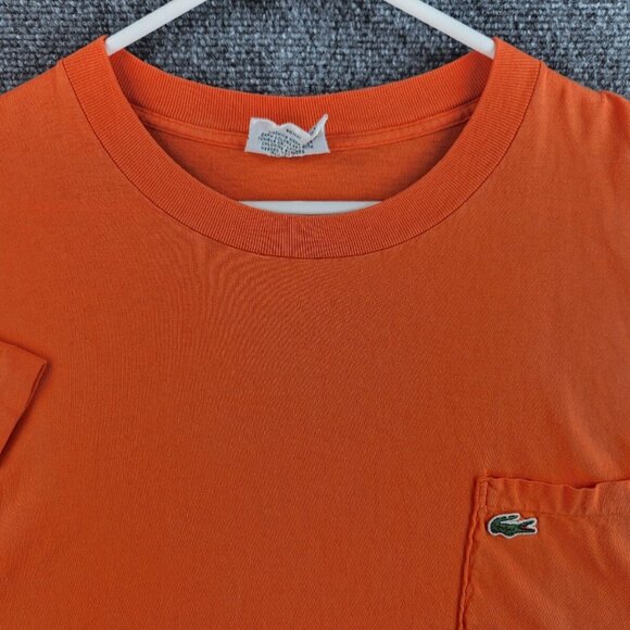 VTG Izod Lacoste Pocket T-shirt Size XL Orange Alligator USA Made Short Sleeve - Picture 1 of 14